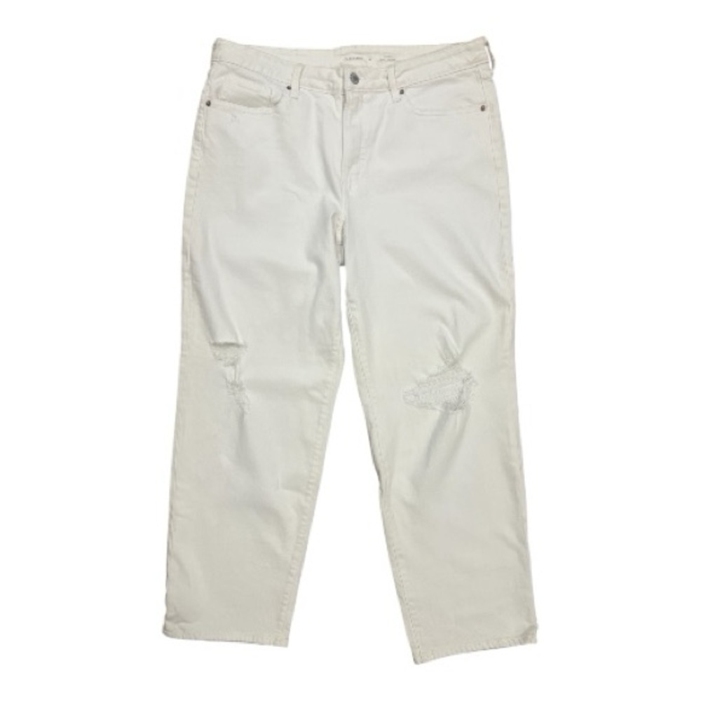 Old Navy Distressed High Rise O.G. Loose White Jeans Size 16 Women NWOT